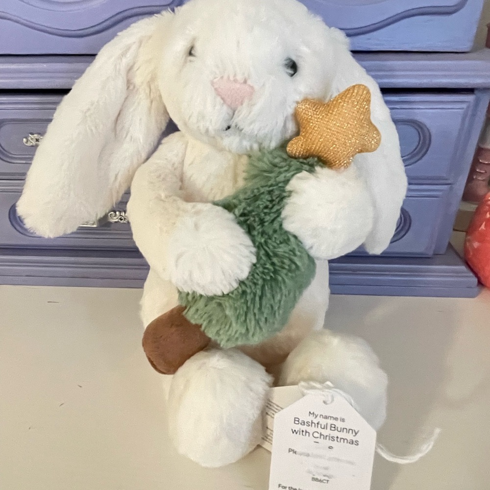 Jellycat Bashful Bunny with christmas